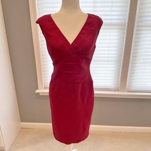 Adrianna Papell Red Sheath Midi Dress (Size 4)